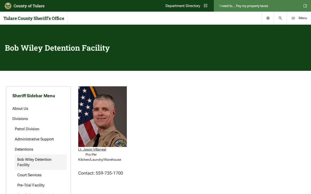 Bob Wiley Detention Facility Tulare County release source page