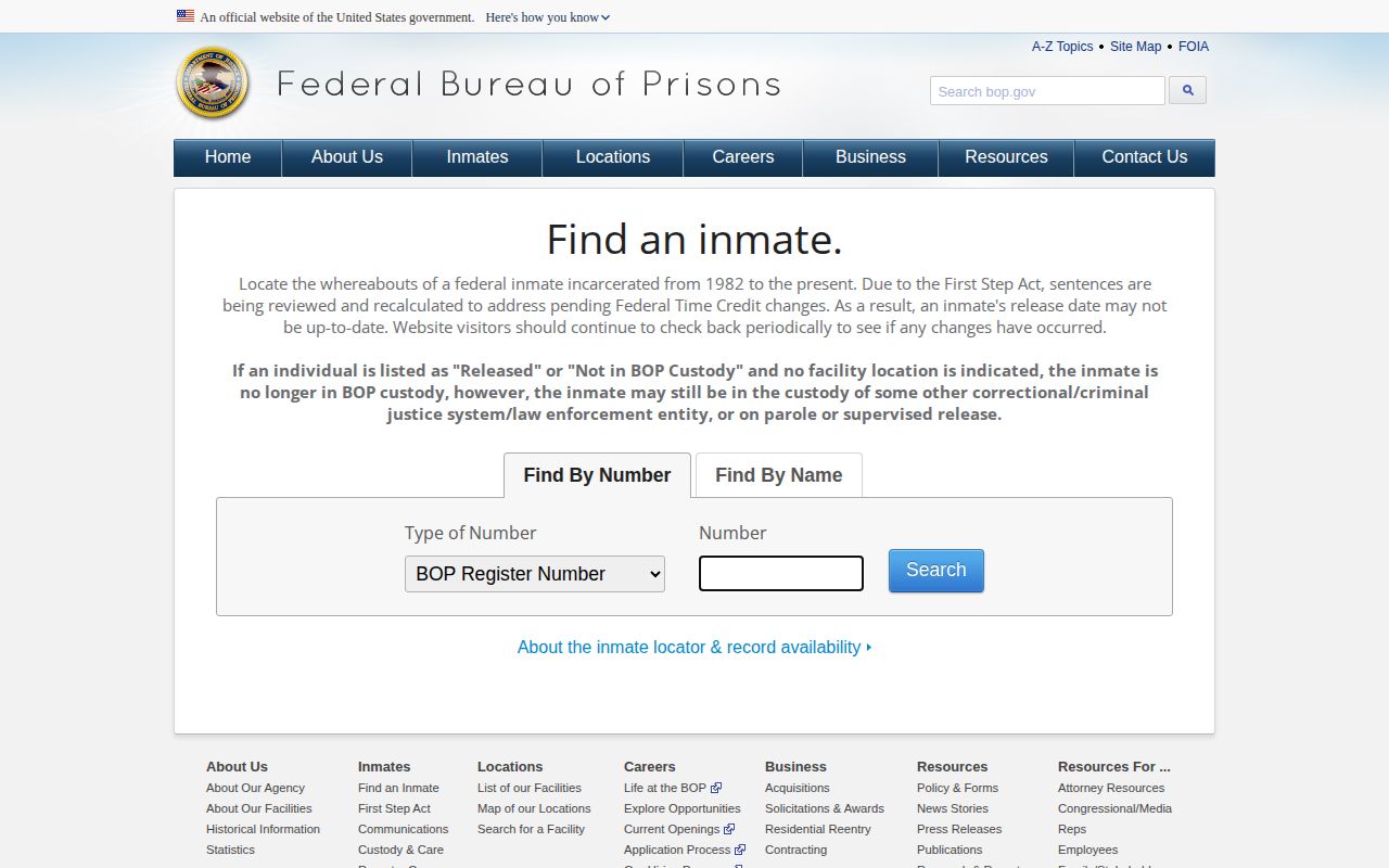 Federal BOP Inmate Locator Tulare County federal release search