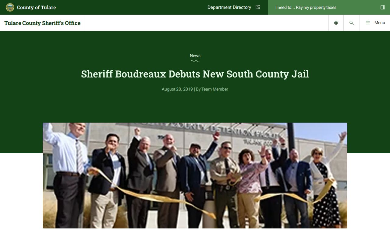 South County Detention Facility opening release and Porterville release context